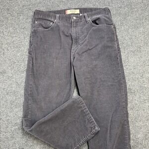Levis Jeans Mens 36x30 (34x27) Gray 505 Regular Fit Corduroy 5 Pocket Pants Y2K